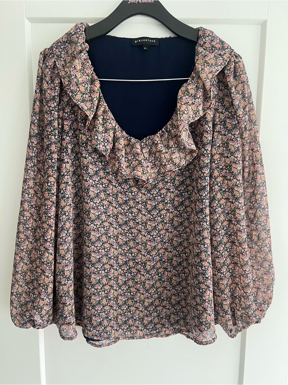 Gibsonlook Floral Ruffle Long-Sleeve Blouse